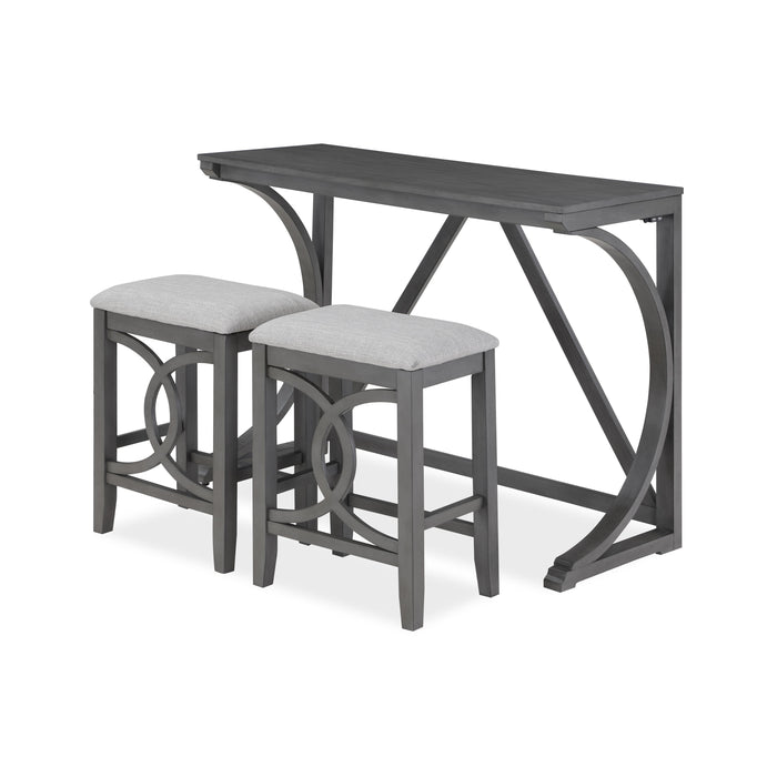 BELLA COUNTER  TABLE & 2 STOOLS-GRAY