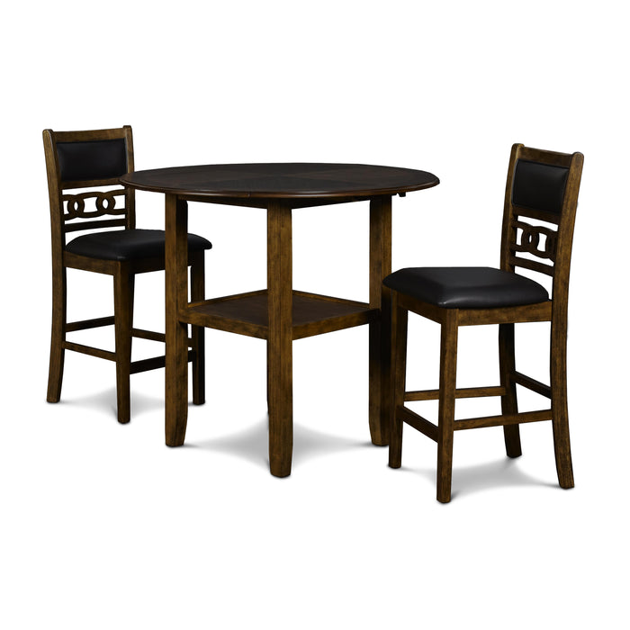 GIA 42" COUNTER  DROP LEAF TABLE W/2 CHAIRS-BROWN
