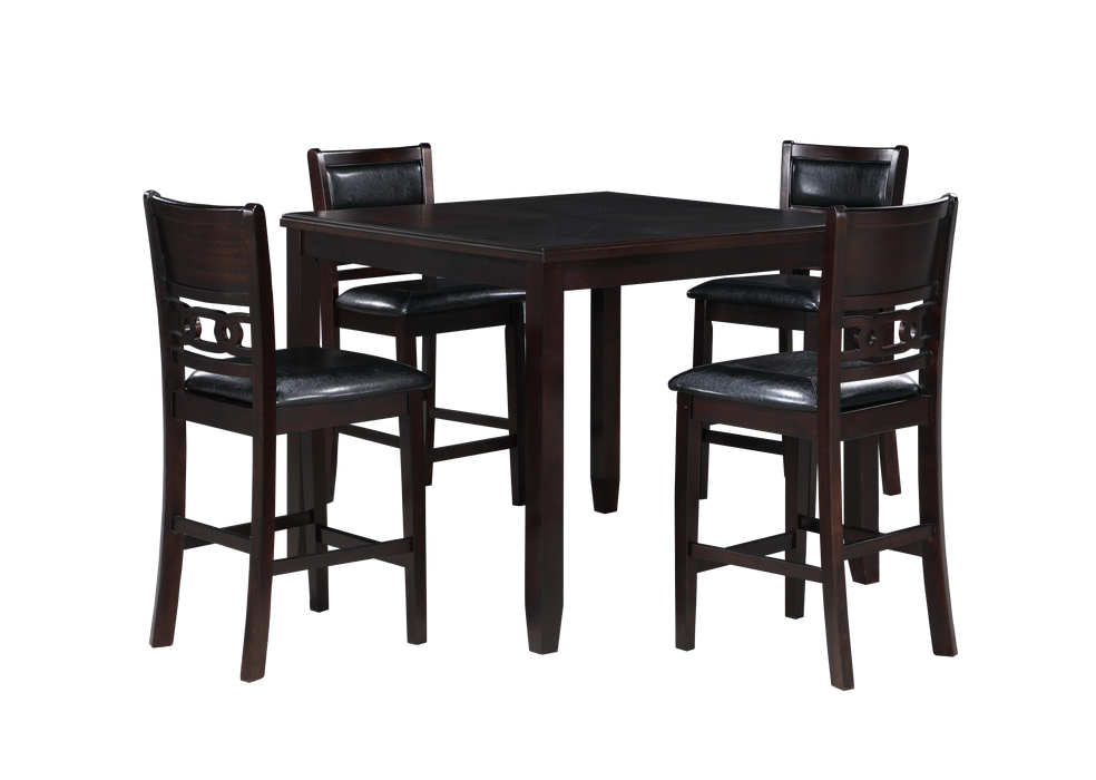GIA 5PC 42" SQUARE  COUNTER TABLE & 4 CHAIRS-EBONY
