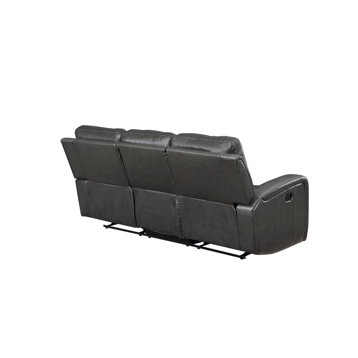 LINTON LEATHER SOFA  W/ PWR FR-GRAY