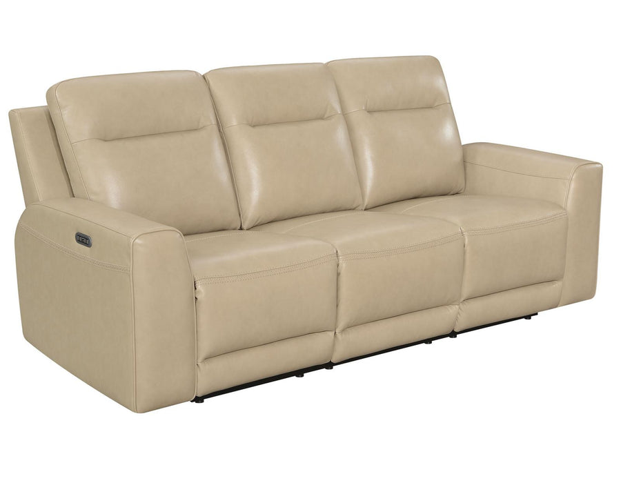 Steve Silver Doncella Leather Dual Power Reclining Sofa in Surly Sand