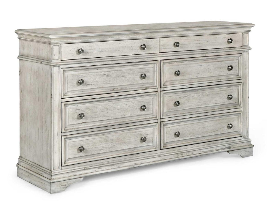 Steve Silver Highland Park 8 Drawer Dresser in Cathedral White